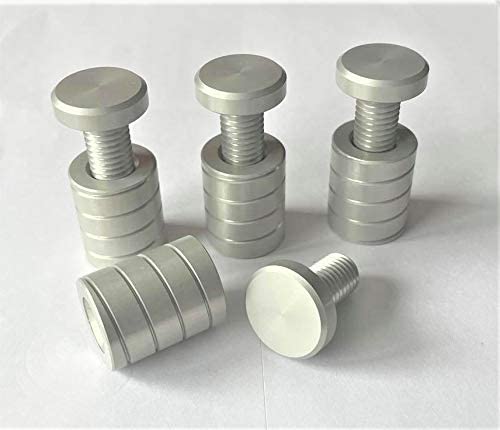 Alu Standoffs Sign Fixings Silver Anodised 20mm dia L=25mm 4x